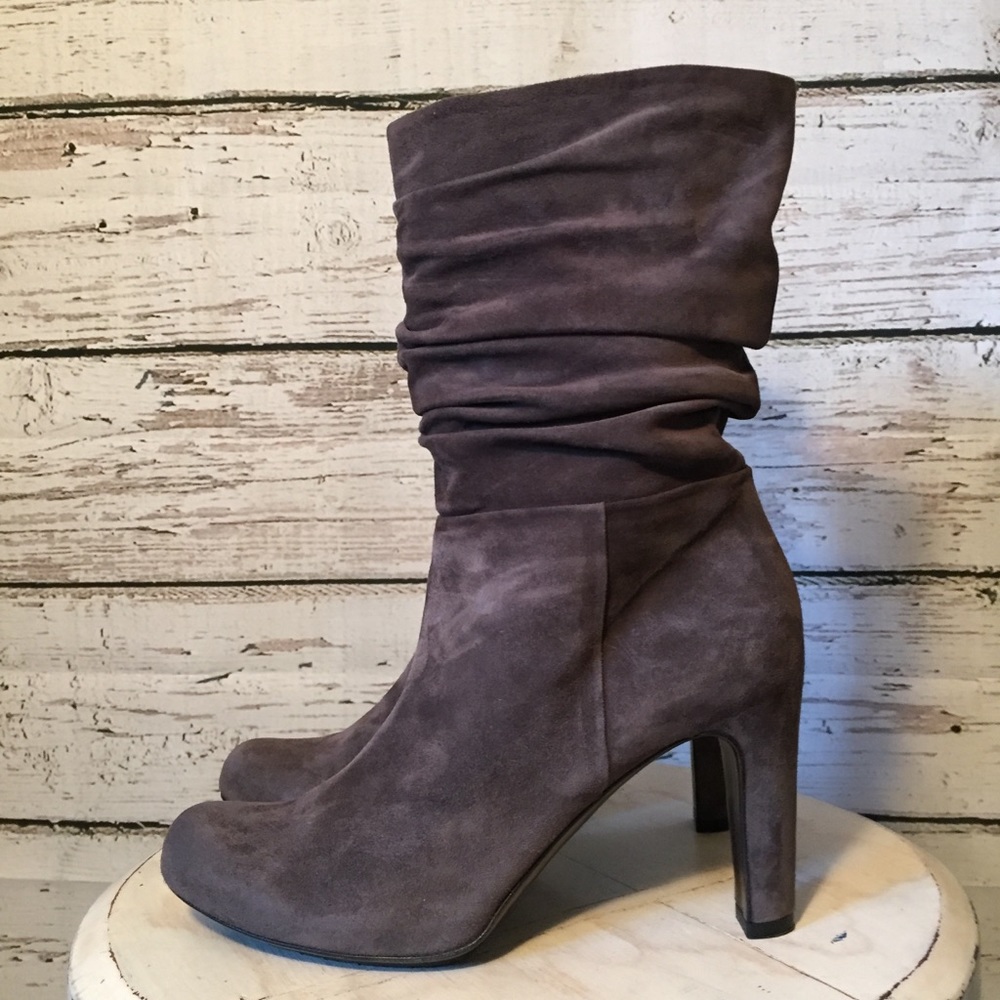 Roberto del Carlo slouch grey heeled boots 8.5